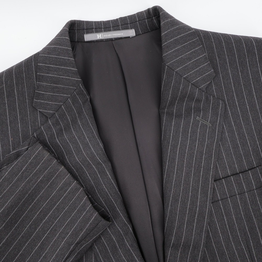 Hickey Freeman Pinstripe Wool‎ Blazer Jakcet Grey Mens 40R